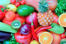 Background of Collection Fresh Fruits and Vegetables . Healthy Organic Food.