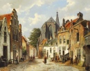 Residentes em uma Rua Ensolarada Holandesa