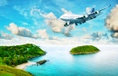 Avião Sobre a Ilha Tropical