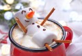 Boneco de Neve de Marshmallow no Chocolate Quente