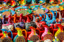 Lembranças de Cerâmica no Mercado Local Mexicano