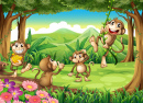 Macacos Brincando na Floresta