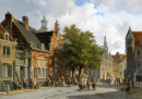 Figuras na Luz do Sol das Ruas da Cidade de Dutch Town