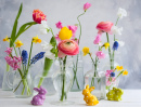 Flores em Vasos de Vidro