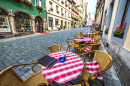 Café de Rua em Rothenburg ob der Tauber