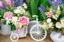Flores e uma Bicicleta Branca