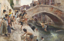 Crianças Pulando em um Canal Veneziano