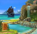 Ilha Pirata com uma Cachoeira