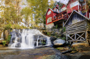 Moinho d'água Shoals Falls na Carolina do Norte