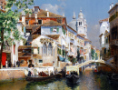 Gôndolas em um Canal Veneziano
