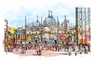 Palácios de Veneza em Aquarela