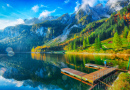 Lago de Montanha Gosausee, Alpes Austríacos
