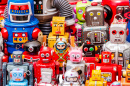 Coleção de brinquedos de robôs