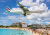 Air France Airbus pousa no aeroporto de Sint Maarten