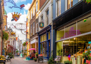 Rua comercial colorida em Deventer