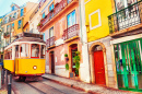 Bonde Vintage Amarelo em Lisboa, Portugal
