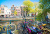 Cena do Canal de Amsterdã com bicicletas e pontes
