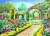 Pintura em aquarela de um jardim de flores