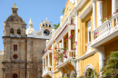 Edifícios coloniais espanhóis antigos em Cartagena