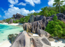 Praia na Ilha La Digue, Seychelles