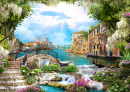 Colagem com Casas de Veneza e Cachoeiras