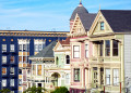 Edifícios Сoloured em São Francisco, EUA