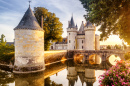Castelo de Sully-sur-Loire ao pôr do sol