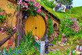 Cabanas de Hobbit em Hobbiton, Nova Zelândia