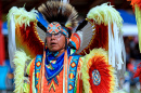 Bismark, North Dakota, September 9, 2018 : A Dancer of the 49th Annual United Tribes Pow Wow, A Large Outdoor Event That Gathers