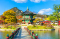 Outono no Palácio Gyeongbokgung, Seul, Coreia