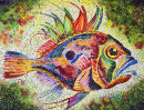 Fish Bright Stylized With A Huge Eye and Prickly Fins Drawn On A Water Color Paper Water Color Colors