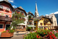 Praça da cidade em Hallstatt, Áustria