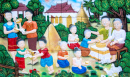 Escultura de arenito em um templo tailandês