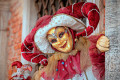 Máscara de Jester da corte no Carnaval em Veneza, Itália