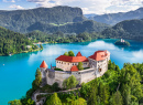 Vista aérea do Castelo de Bled, Eslovênia