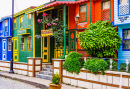 Casas coloridas em Istambul, Turquia