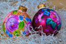 Bolas de vidro de Natal com design floral