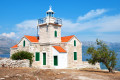 Farol de pedra na ilha de Hvar, Croácia