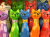 Estatuetas de gato coloridas feitas à mão