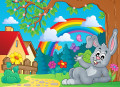 Coelho e arco-íris
