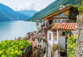Vista panorâmica do Lago Como, Brienno, Lombardia, Itália