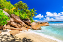Paisagem tropical da Ilha Felicite, Seychelles