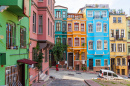 Casas Coloridas em Balat, Istambul, Turquia