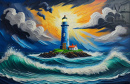 Farol e Tempestade no Oceano
