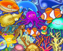 Criaturas Marinhas Subaquáticas em Desenho Animado