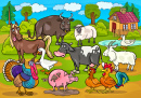 Cena dos Animais de Fazenda Felizes
