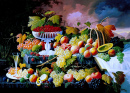 Natureza-morta de frutas em uma paisagem