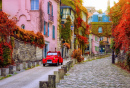 Rua Aconchegante em Montmartre, Paris, França