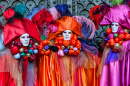 Máscaras Coloridas no Carnaval em Veneza, Itália