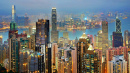 Vista do horizonte de Hong Kong a partir do Victoria Peak à noite
